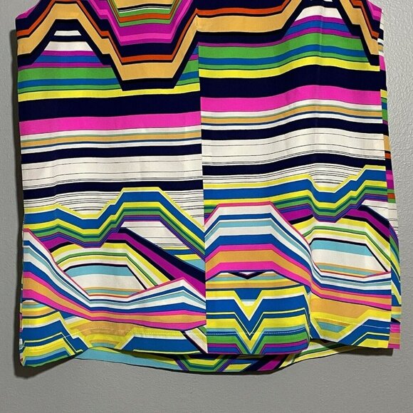Amanda Uprichard Silk Blouse Sleeveless Women Size P Petite Colorful Rainbow Art - Picture 6 of 11